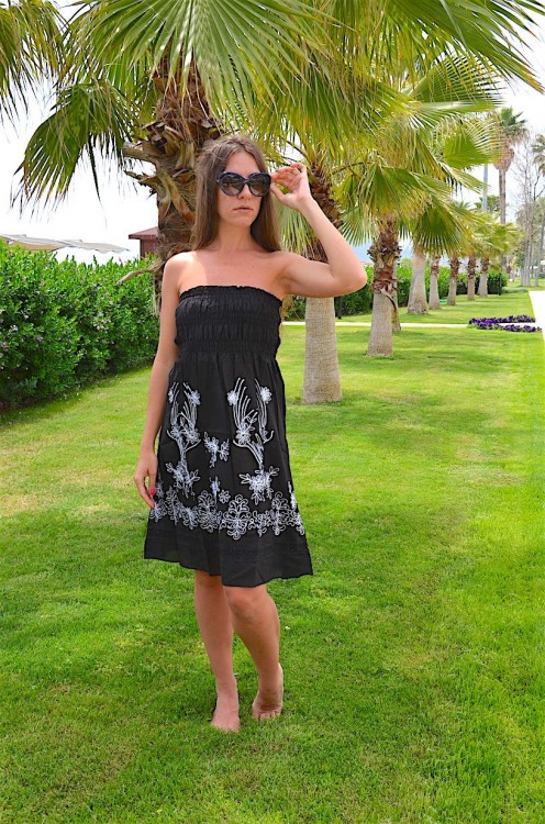 Чорне пляжне плаття призібране на гумку Iconique KA 3025 - фото №6